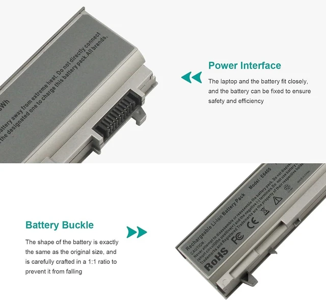 Alt view image 11 of 14 - New Laptop Battery for Dell Latitude E6400 E6410 E6500 E6510 Precision M2400 M4400 M4500 M6500