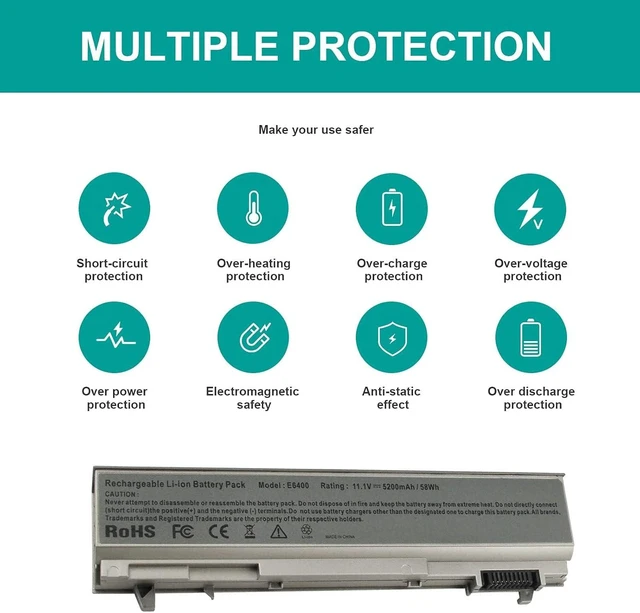Alt view image 13 of 14 - New Laptop Battery for Dell Latitude E6400 E6410 E6500 E6510 Precision M2400 M4400 M4500 M6500