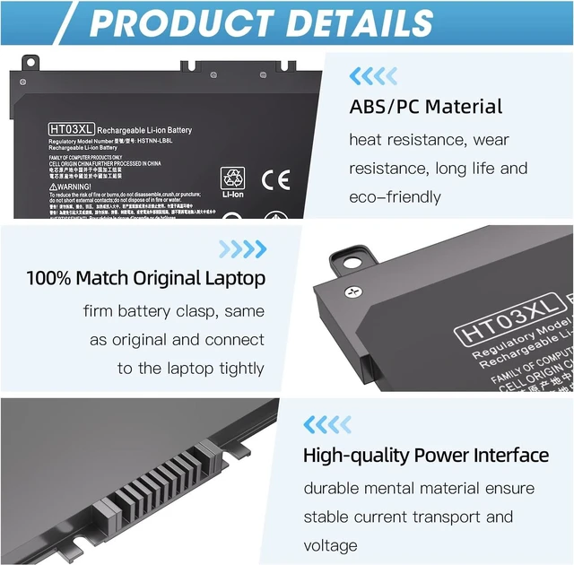 Alt view image 10 of 14 - HTO3XL Laptop Replacement L11119-855 HT03XL Battery for HP Pavilion 15-CS3073CL 15-CU0058NR 15Z-CW100 15-CS3153CL 15T-CS200 15-CS0XXX 15-CS2064ST 15-CS3XXX 15-CW1068WM 15T-CS300 15-CW1063WM 15Z-CW000