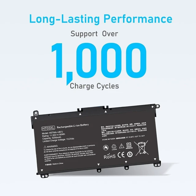 Alt view image 11 of 14 - Upgraded 60Wh HT03XL L11119-855 Laptop Battery Replacement for HP Pavilion 14-DQ 15-DY 15-DA 15-CS 17-BY Series 15-DY1023DX 15-DY1043DX 15-DY0013DX HTO3XL HT03041XL and More
