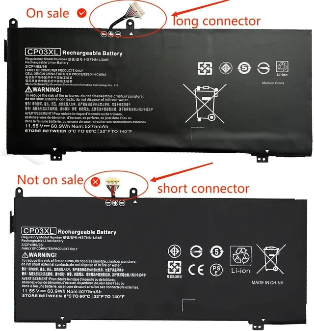 Alt view image 9 of 14 - CP03XL 929072-855 Laptop Battery Replacement for Hp Spectre X360 Convertible 3-ae 13-ae0xx 13-ae000 13-ae013dx 13-ae049ng 13-ae001ng 929066-421 HSTNN-LB8E CPO3XL CP03060XL 11.55V 60.9Wh 5275mAh