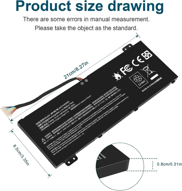Alt view image 10 of 14 - AP18E7M AP18E8M Battery for Acer Nitro 5 AN515-54 AN517-51 AN515-55 AN515-44 AN515-43, Nitro 7 AN715-51, Predator Helios 300 PH315-52 PH317-52 PH317-53, Aspire 7 A715-74G, Triton 300 PT315-51 58.75Wh