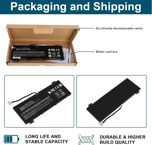 Alt view image 13 of 14 - AP18E7M AP18E8M Battery for Acer Nitro 5 AN515-54 AN517-51 AN515-55 AN515-44 AN515-43, Nitro 7 AN715-51, Predator Helios 300 PH315-52 PH317-52 PH317-53, Aspire 7 A715-74G, Triton 300 PT315-51 58.75Wh