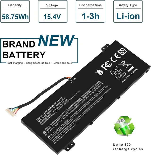 Alt view image 14 of 14 - AP18E7M AP18E8M Battery for Acer Nitro 5 AN515-54 AN517-51 AN515-55 AN515-44 AN515-43, Nitro 7 AN715-51, Predator Helios 300 PH315-52 PH317-52 PH317-53, Aspire 7 A715-74G, Triton 300 PT315-51 58.75Wh