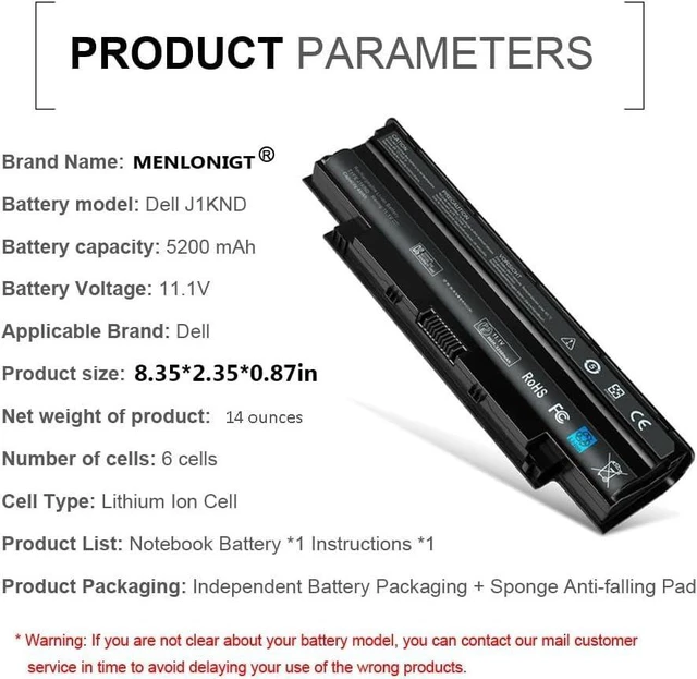 Alt view image 4 of 6 - J1KND 11.1v 48wh Laptop Battery for Dell Inspiron13R N3010 N3110 14R N4010 N4110 N4050 M4040 15R N5010 N5110 N5030 N5040 N5050 M5040 M5040 17R N7010 N7110 Battery fits 3550 3520 TKV2V JIKND 04YRJH