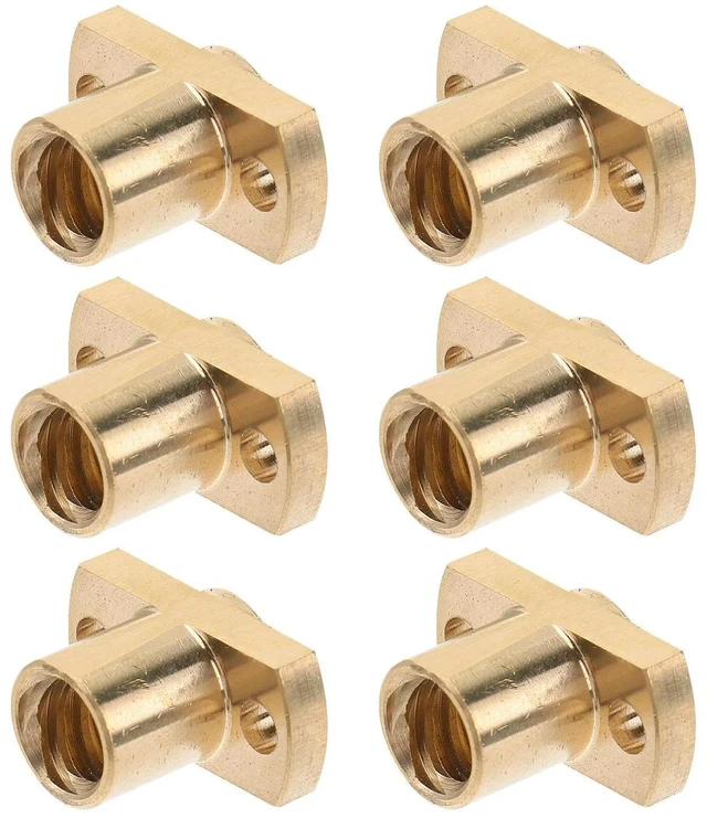 Alt view image 4 of 6 - 6Pcs 3D Printer Lead Screw Nut T8 Trapezoidal Brass High Hardness Copper T8 Nut for Stepper Motor Machine Tool Rails