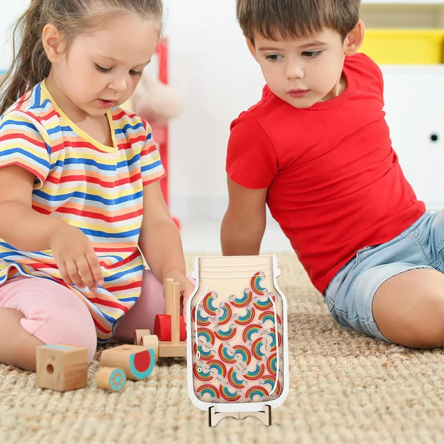 Alt view image 4 of 6 - 1Set Rainbow Reward Jar for Toddlers and Kids Encourages Goals Progress Tracking Decorative Wooden Reward Jar