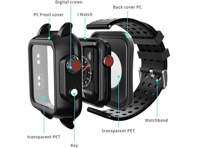 Alt view image 9 of 14 - Waterproof Case for Apple Watch Series 6/5/4 SE 40mm, IP68 Certified Waterproof Shockproof Impact Resistant Apple iWatch Full Body Protective Case with Built-in Screen Protector