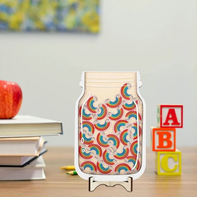 Alt view image 5 of 6 - 1Set Rainbow Reward Jar for Toddlers and Kids Encourages Goals Progress Tracking Decorative Wooden Reward Jar