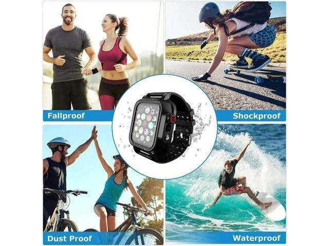 Alt view image 13 of 14 - Waterproof Case for Apple Watch Series 6/5/4 SE 40mm, IP68 Certified Waterproof Shockproof Impact Resistant Apple iWatch Full Body Protective Case with Built-in Screen Protector