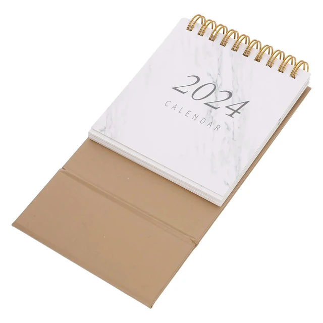 Alt view image 4 of 6 - Marble Texture Monthly Desk Calendar Compact Size Standing Desktop Calendar Office Home School Office Supplies