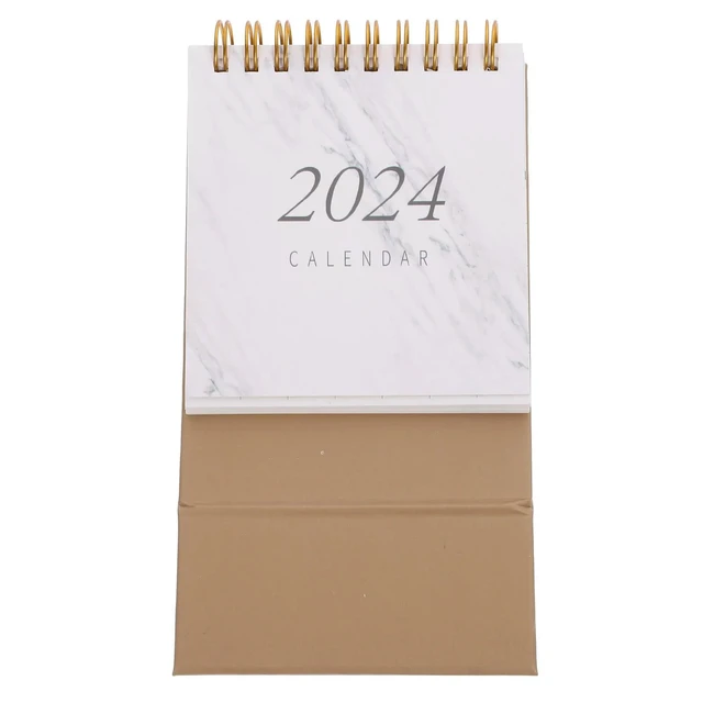 Alt view image 6 of 6 - Marble Texture Monthly Desk Calendar Compact Size Standing Desktop Calendar Office Home School Office Supplies
