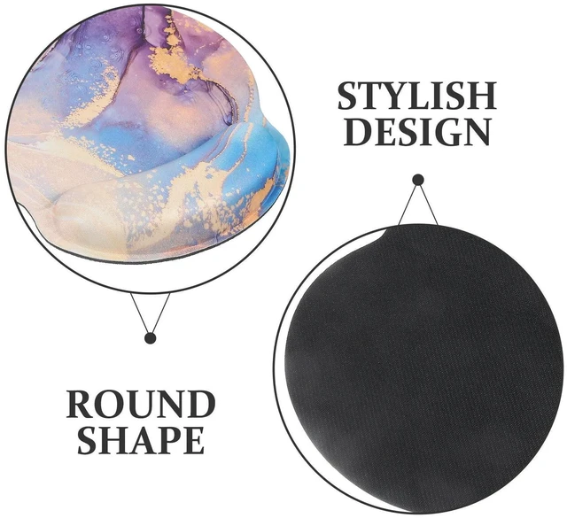 Alt view image 5 of 6 - 1Set Anti-Slip Memory Foam Wrist Rest Mouse Pad Round Ergonomic Design Slow Rebound Fatigue Relief Peacock Stone Pattern Modern