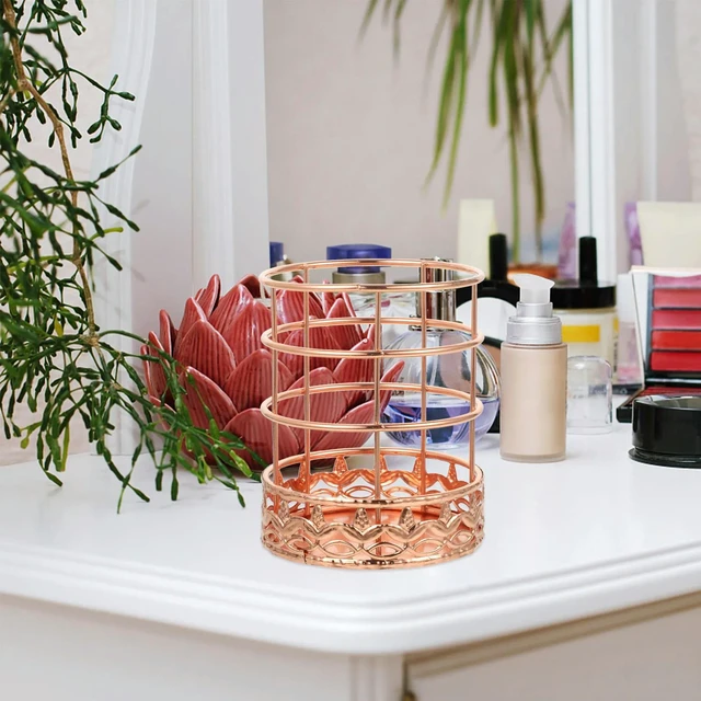 Alt view image 5 of 6 - Rose Gold Pen Holder l Mesh Design Crack Resistant Non-Slip Base Easy Clean Desk Organizer for Office Desk School Supplies