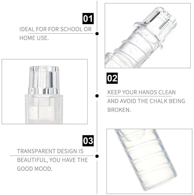 Alt view image 4 of 6 - 10Pcs Transparent Plastic Chalk Holder Protective Chalk Clip Cover Keeps Hands Clean Prevents Breakage for Classroom Studio
