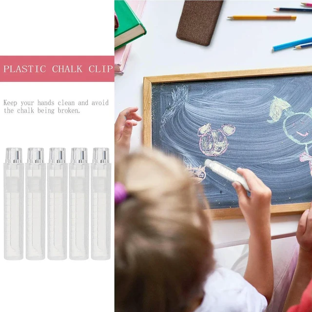 Alt view image 5 of 6 - 10Pcs Transparent Plastic Chalk Holder Protective Chalk Clip Cover Keeps Hands Clean Prevents Breakage for Classroom Studio