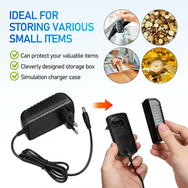 Alt view image 4 of 4 - Realistic Fake Charging Plug Hidden Compartment Box Secret Money Hider Safe Cash Organizer ABS Shell