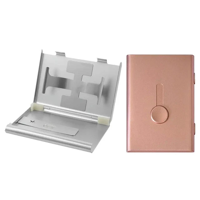 Alt view image 4 of 6 - 2Pcs Business Card Holder Slide Out l Card Case Mini Briefcase Travel Office Cards Organizer