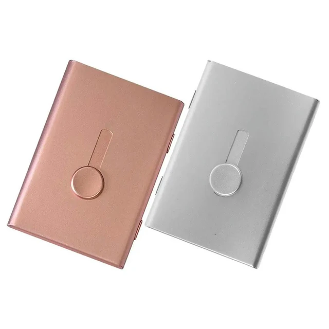 Alt view image 6 of 6 - 2Pcs Business Card Holder Slide Out l Card Case Mini Briefcase Travel Office Cards Organizer