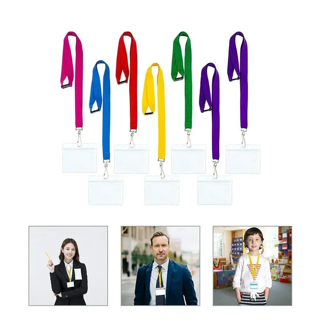 Alt view image 4 of 6 - 7Pcs Id Card Holder ABS Clear Badge Sleeve Double Sided Office Name Tag Lanyard Protective Cover for Employee School Bus Cards