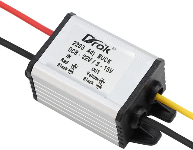 Alt view image 10 of 12 - DROK 5V DC Converter, 2pcs Waterproof DC Buck Converter 8V-22V 12 V Step Down to 3V-15V 6V 9V 3A Adjustable Power Supply Voltage Regulator Module