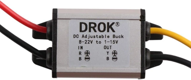 Alt view image 12 of 12 - DROK 5V DC Converter, 2pcs Waterproof DC Buck Converter 8V-22V 12 V Step Down to 3V-15V 6V 9V 3A Adjustable Power Supply Voltage Regulator Module