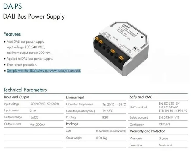 Alt view image 6 of 6 - DALI Switch Dimmer DA-PS AC110V 220V 230V Current 200Ma SELV Safety Standard Applied