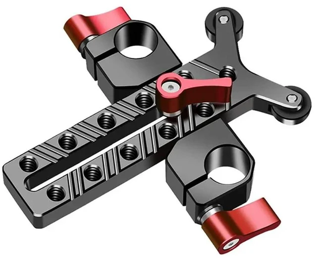 Alt view image 4 of 6 - 15Mm Rod Tube Clamp Camera Cage Rig Rod Camera Lens Adapter Telephoto Lens 1/4 Holes Lens Holder Extension Rail