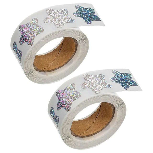 Alt view image 4 of 6 - 2 Rolls Star Stickers Glitter Self Adhesive Reward els Classroom Kids Teacher Supplies Star Paper Stars Stickers