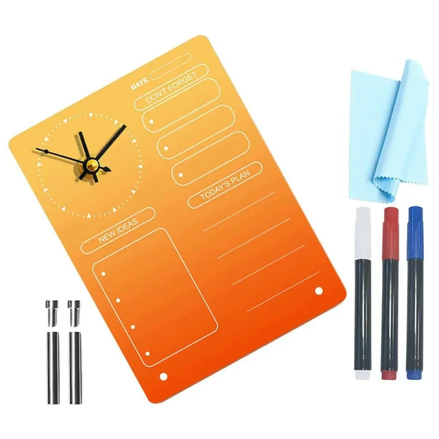 Alt view image 4 of 6 - 1Set Acrylic Desktop Planner Board with Clock Multi-Function Erase Board for to Do List Daily Schedule Memo Writing Desk