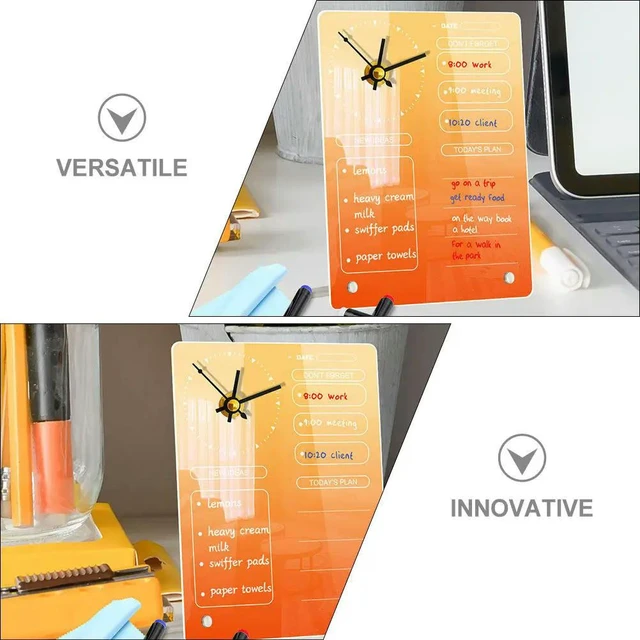 Alt view image 5 of 6 - 1Set Acrylic Desktop Planner Board with Clock Multi-Function Erase Board for to Do List Daily Schedule Memo Writing Desk