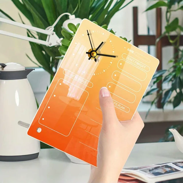 Alt view image 6 of 6 - 1Set Acrylic Desktop Planner Board with Clock Multi-Function Erase Board for to Do List Daily Schedule Memo Writing Desk