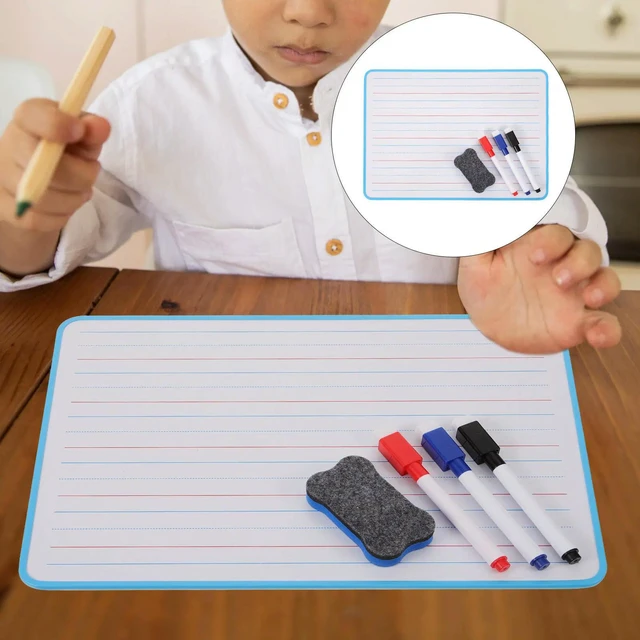 Alt view image 4 of 6 - Double Sided Small Lined Dry Erase White Board Lightweight Kids Students Creativity Drawing Board