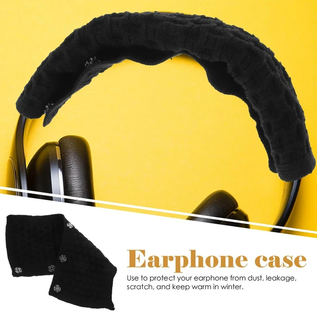 Alt view image 6 of 6 - 2Pcs Black Universal Woolen Headphone Protective Covers Headband Cushions Scratch Resistant Replacement Pads Dustproof Winter