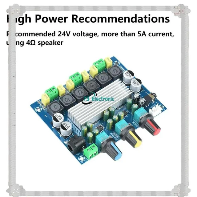 Alt view image 6 of 6 - Class D Stereo Dual Channel Amplifier Board 50Wx2+ 100W TPA3116 2.1 Channel Audio Amplifier Module