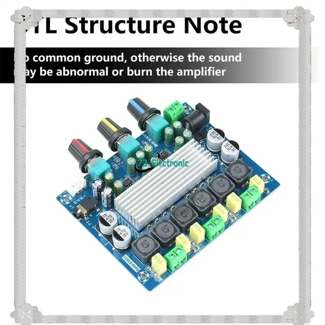 Alt view image 5 of 6 - Class D Stereo Dual Channel Amplifier Board 50Wx2+ 100W TPA3116 2.1 Channel Audio Amplifier Module