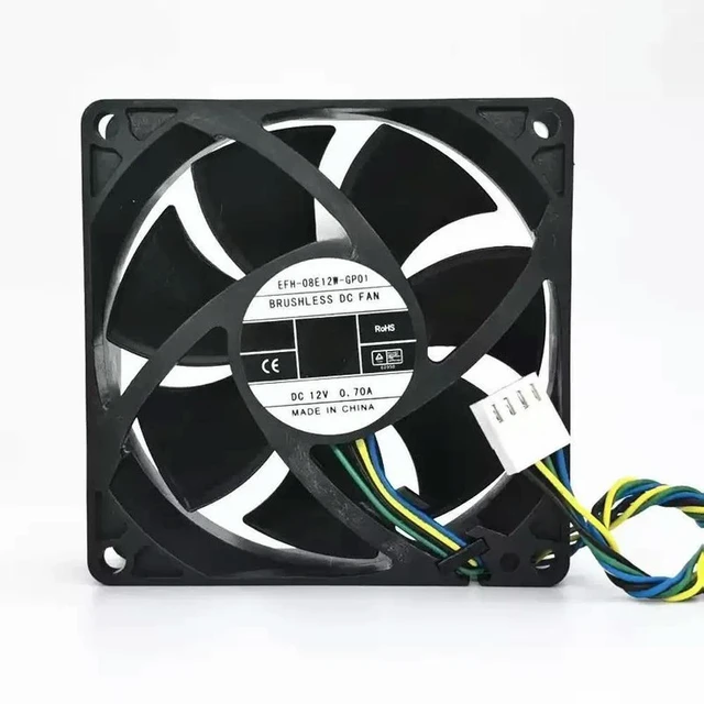 Alt view image 6 of 6 - 3pcs for DWPH 8025 80MM 80*80*25MM DC12V 0.7A EFH-08E12W-GP01 Comptuter CPU Cooling Fan with 4pin