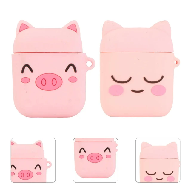 Alt view image 4 of 6 - Shockproof Silicone Earbud Case Compatible with AirPods 1St and 2Nd Generation Cute Cartoon Animal Pattern Hanging Ring