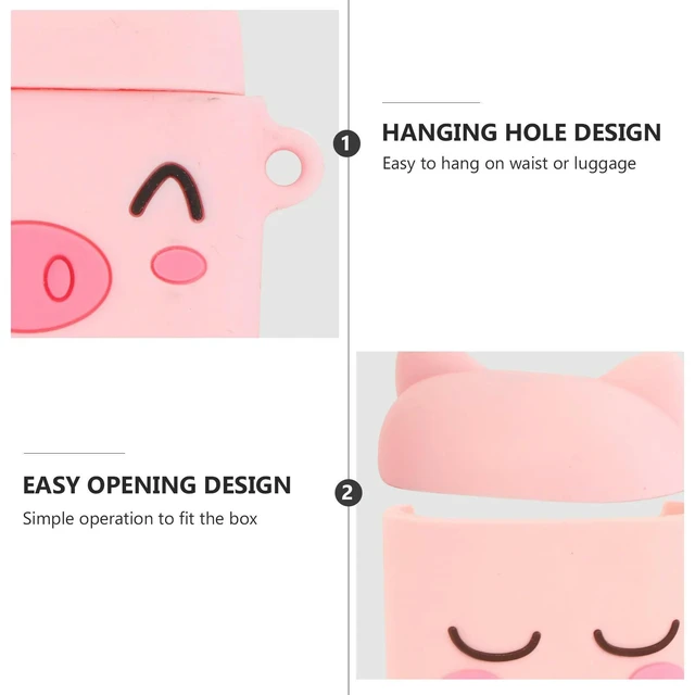 Alt view image 6 of 6 - Shockproof Silicone Earbud Case Compatible with AirPods 1St and 2Nd Generation Cute Cartoon Animal Pattern Hanging Ring
