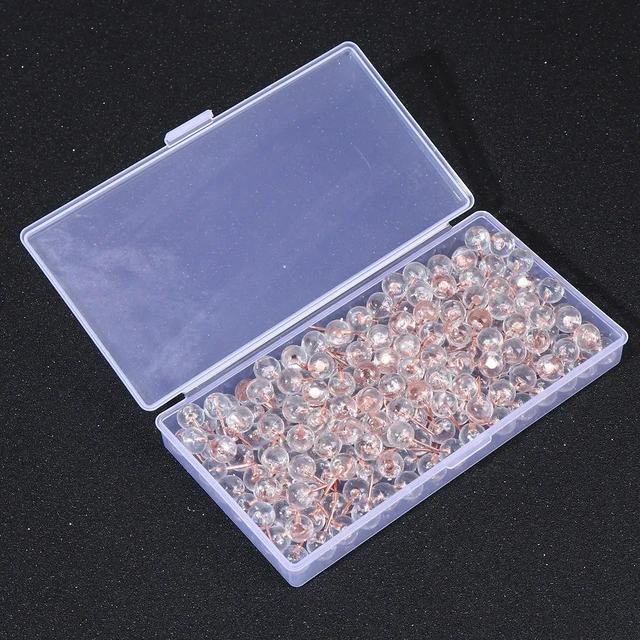 Alt view image 4 of 6 - 200Pcs Transparent Push Pins Premium Plastic Map Tacks for World Travel Maps Europe Usa Wall Decor Home Office School Use Safe