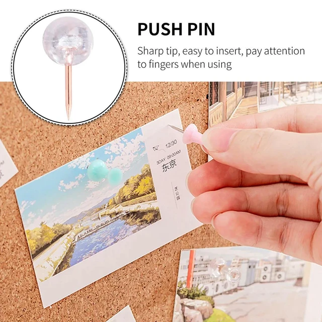 Alt view image 6 of 6 - 200Pcs Transparent Push Pins Premium Plastic Map Tacks for World Travel Maps Europe Usa Wall Decor Home Office School Use Safe
