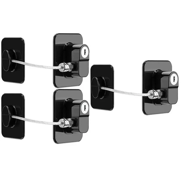 Alt view image 4 of 6 - Fridge Lock With Adhesive Backing, Refrigerator Lock For Freezer, And Drawers, Closets, Doors, 3PCS Easy Instal