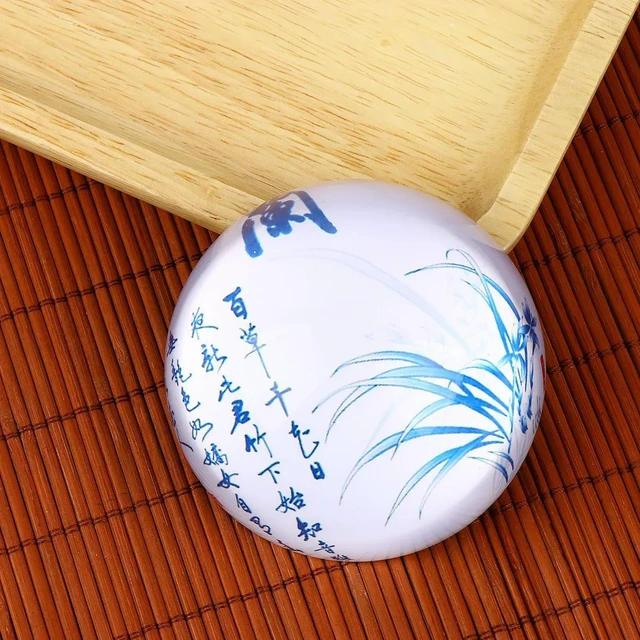 Alt view image 6 of 6 - Crystal Glass Hemisphere Paperweight Solid Heavy Transparent Decoration for Study Chinese Calligraphy Drawing Kanji