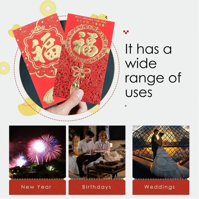 Alt view image 6 of 6 - 6Pcs Dragon Year Red Envelopes Paper Chinese Year Red Packets Fu Character Money Holders Lucky 2024 Money Pocket