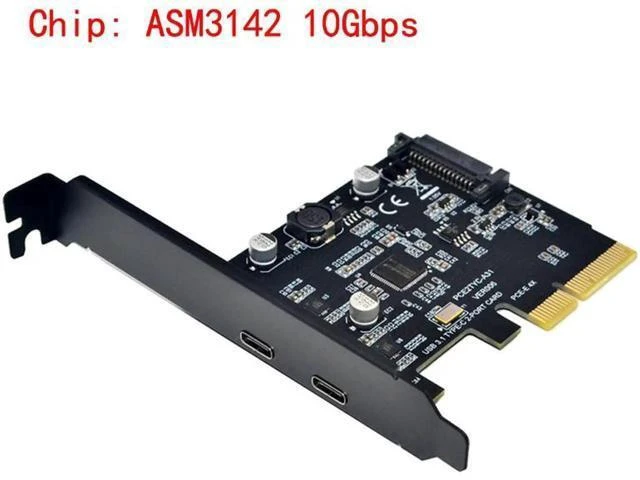 Alt view image 8 of 14 - USB 3.1 PCIE Raiser Card Dual Reversible USB 3.1 Gen 2 Type-C Ports PCI-E PCI Express X4 SATA 15Pin Connector