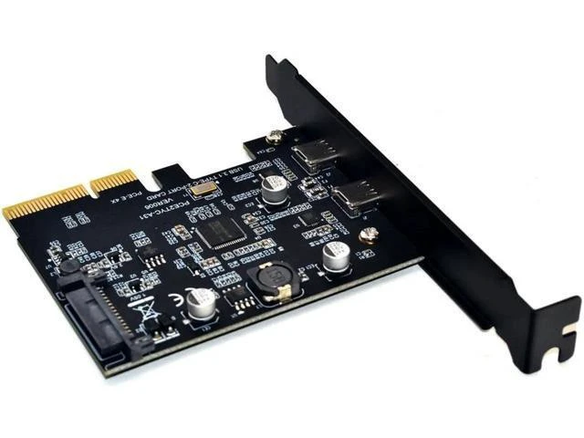Alt view image 9 of 14 - USB 3.1 PCIE Raiser Card Dual Reversible USB 3.1 Gen 2 Type-C Ports PCI-E PCI Express X4 SATA 15Pin Connector