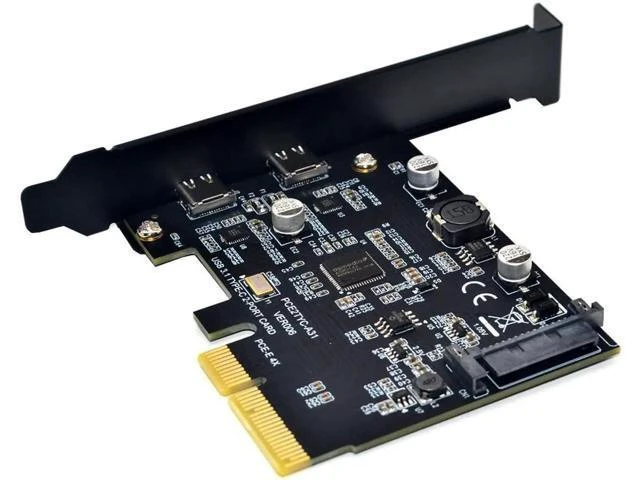 Alt view image 10 of 14 - USB 3.1 PCIE Raiser Card Dual Reversible USB 3.1 Gen 2 Type-C Ports PCI-E PCI Express X4 SATA 15Pin Connector