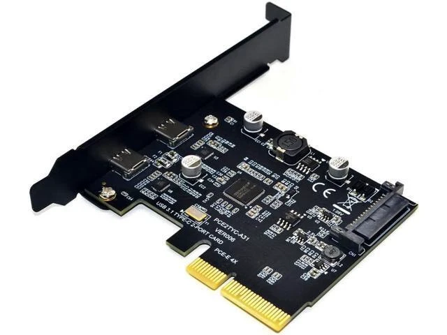Alt view image 11 of 14 - USB 3.1 PCIE Raiser Card Dual Reversible USB 3.1 Gen 2 Type-C Ports PCI-E PCI Express X4 SATA 15Pin Connector