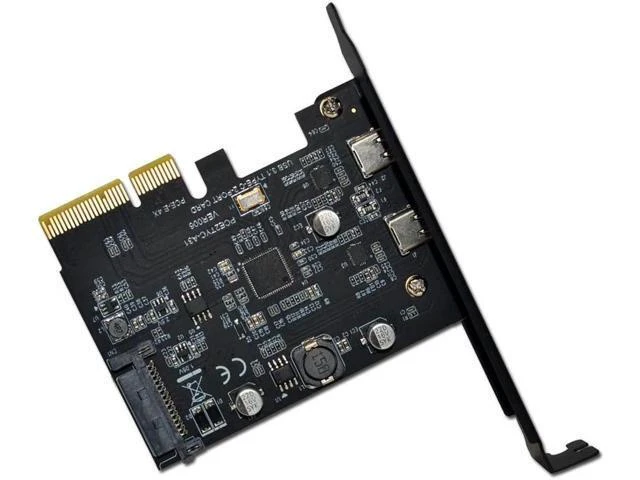 Alt view image 13 of 14 - USB 3.1 PCIE Raiser Card Dual Reversible USB 3.1 Gen 2 Type-C Ports PCI-E PCI Express X4 SATA 15Pin Connector