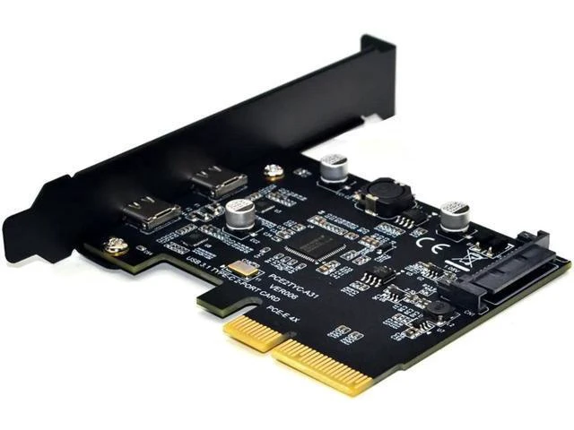 Alt view image 14 of 14 - USB 3.1 PCIE Raiser Card Dual Reversible USB 3.1 Gen 2 Type-C Ports PCI-E PCI Express X4 SATA 15Pin Connector